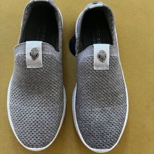Kurt Geiger Gray Knit Slip-On Sneakers